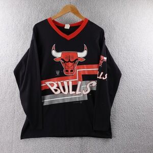 Vintage 1995 Chicago Bulls‎ Long Sleeve Shirt Black Red NBA Basketball Mens S